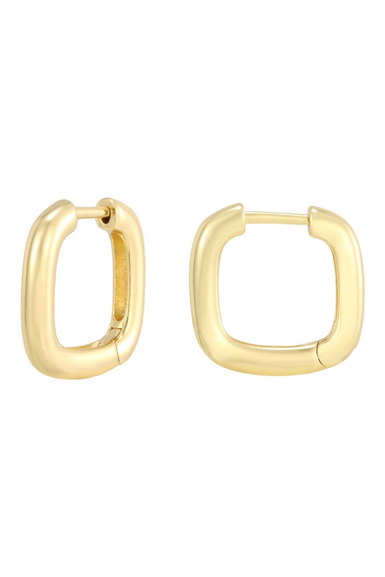 14k Gold Plated Rounded Edge Huggie Hoop Earrings, Main, color, GOLD