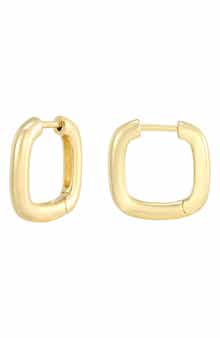 14k Gold Plated Rounded Edge Huggie Hoop Earrings