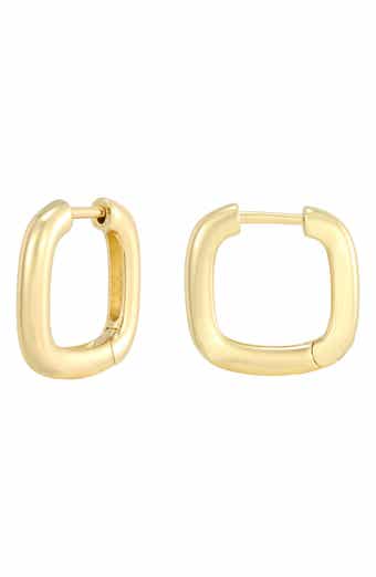 14k Gold Plated Rounded Edge Huggie Hoop Earrings