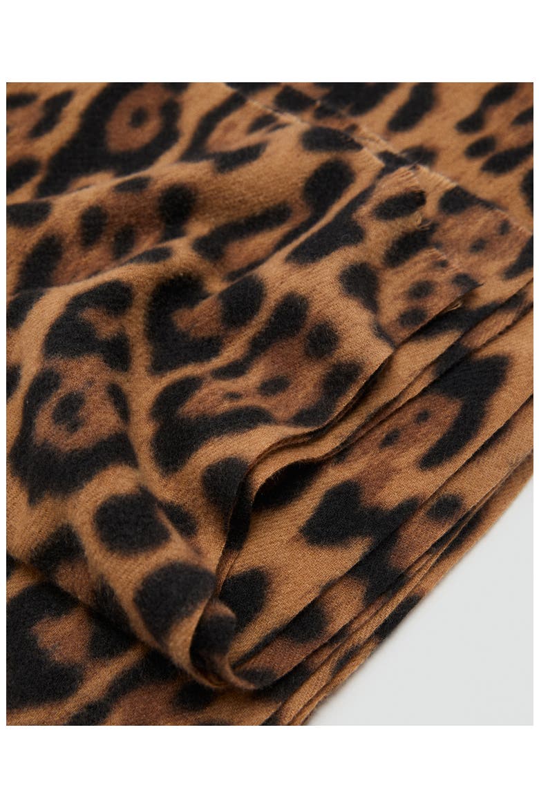 Leopard Print Scarf, Alternate, color, BROWN