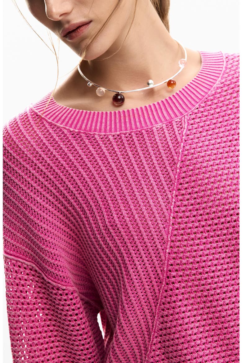Mix Stitch Sweater, Alternate, color, PINK