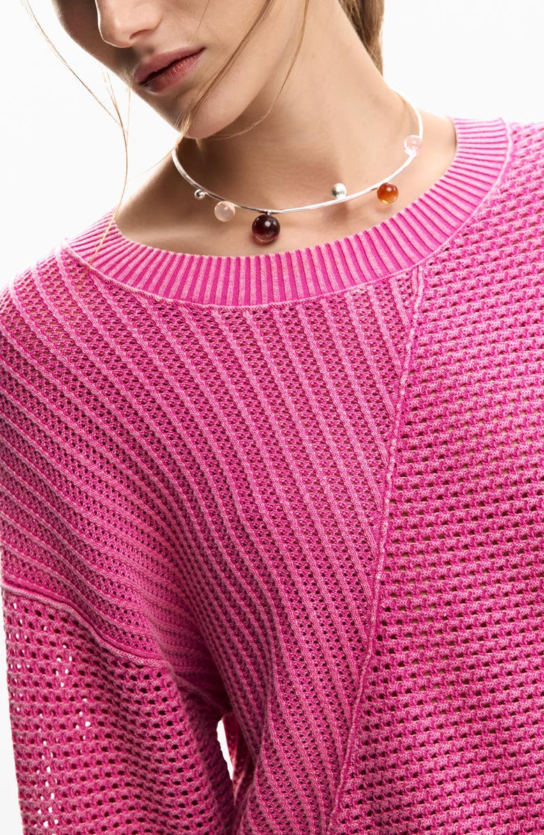 Desigual Mix Stitch Sweater, Alternate, color, Pink