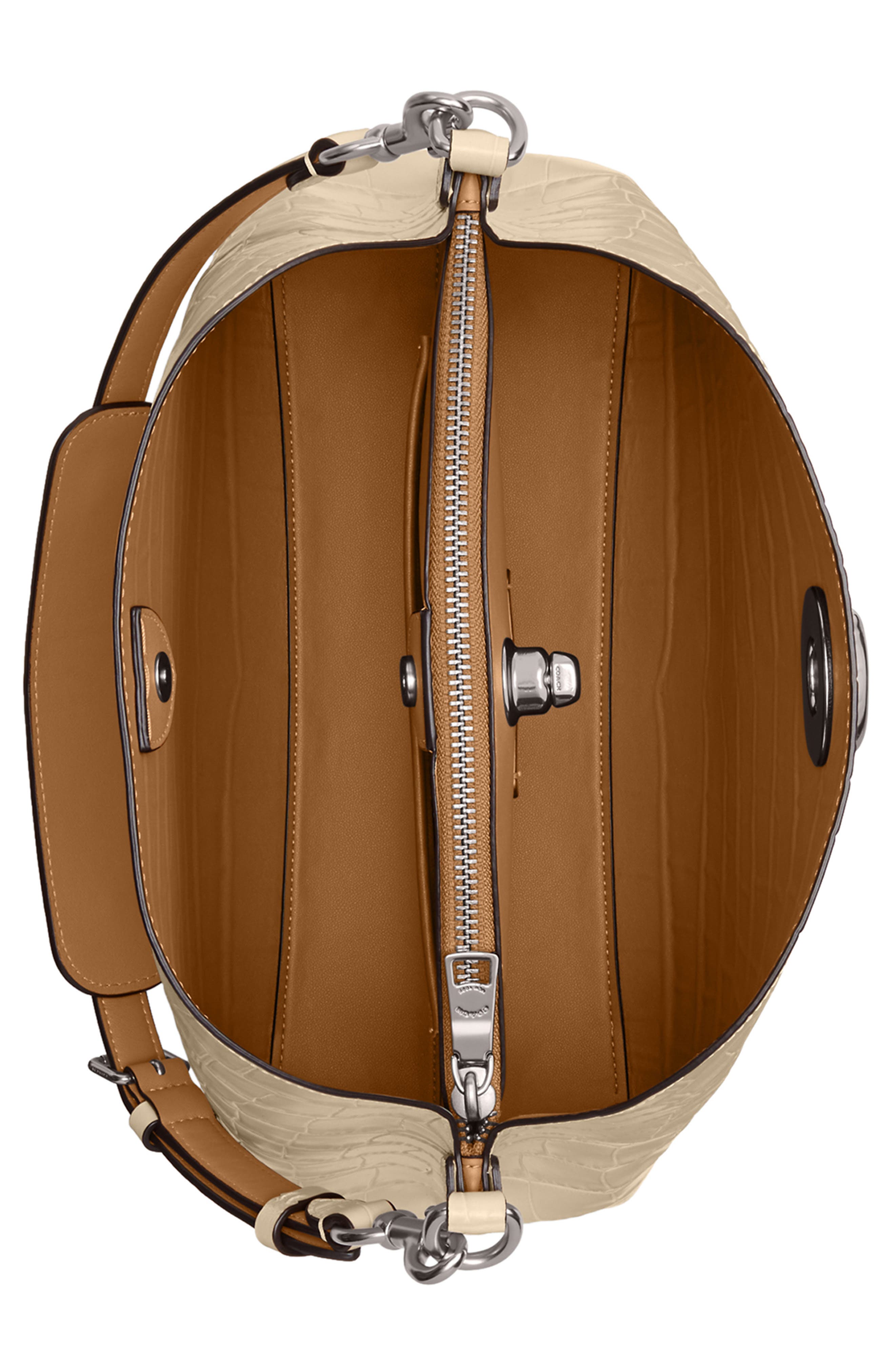 COACH Willow Croc Embossed Leather Shoulder Bag, Alternate, color, 