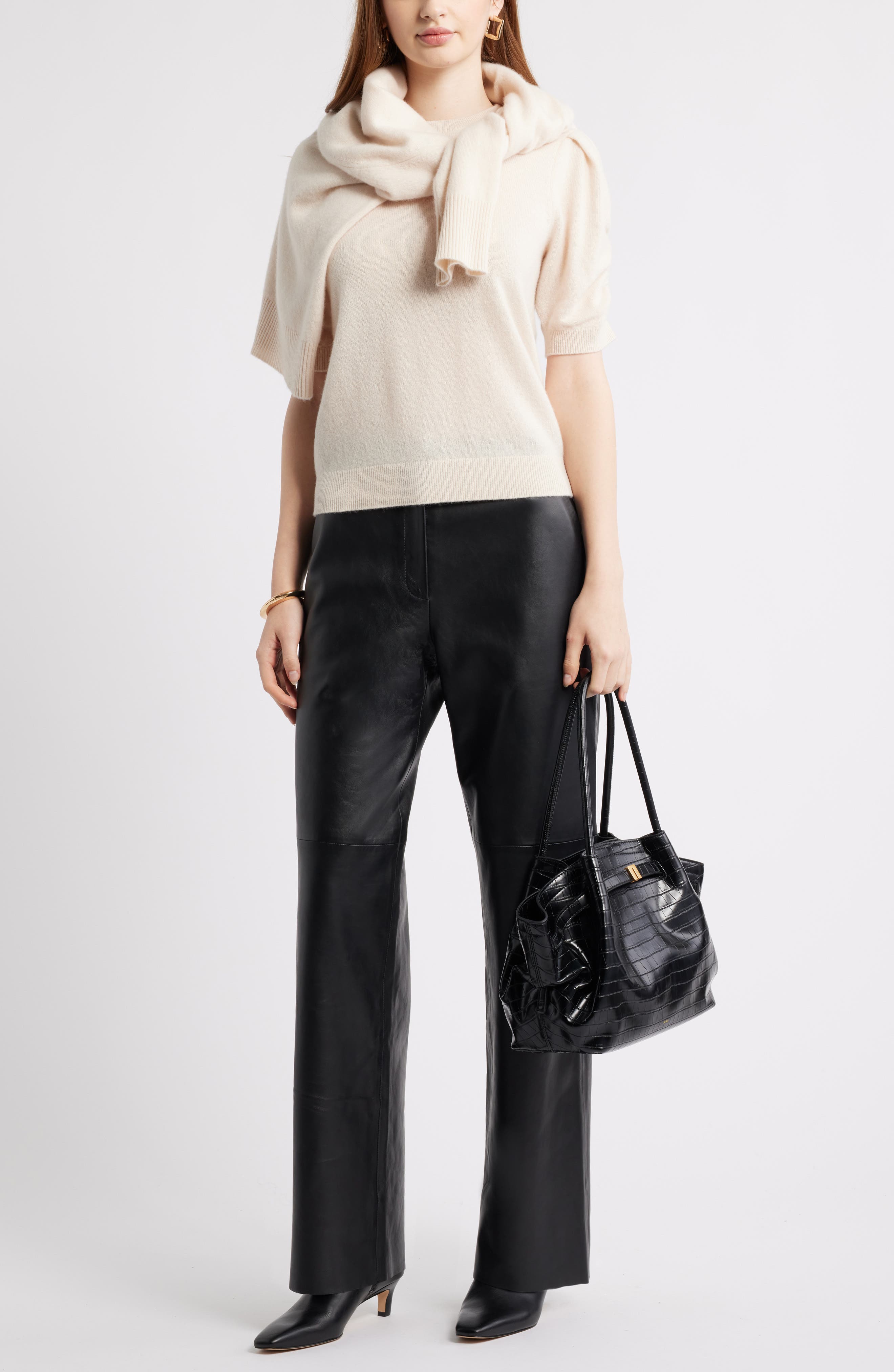 Ruched Short Sleeve Cashmere Sweater - image 4