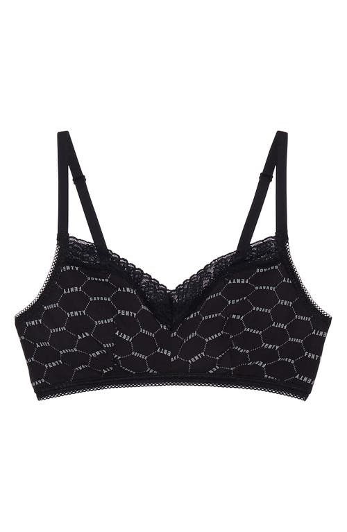 Savage X Fenty Stretch Cotton Essentials Lace Trim Bralette In Black