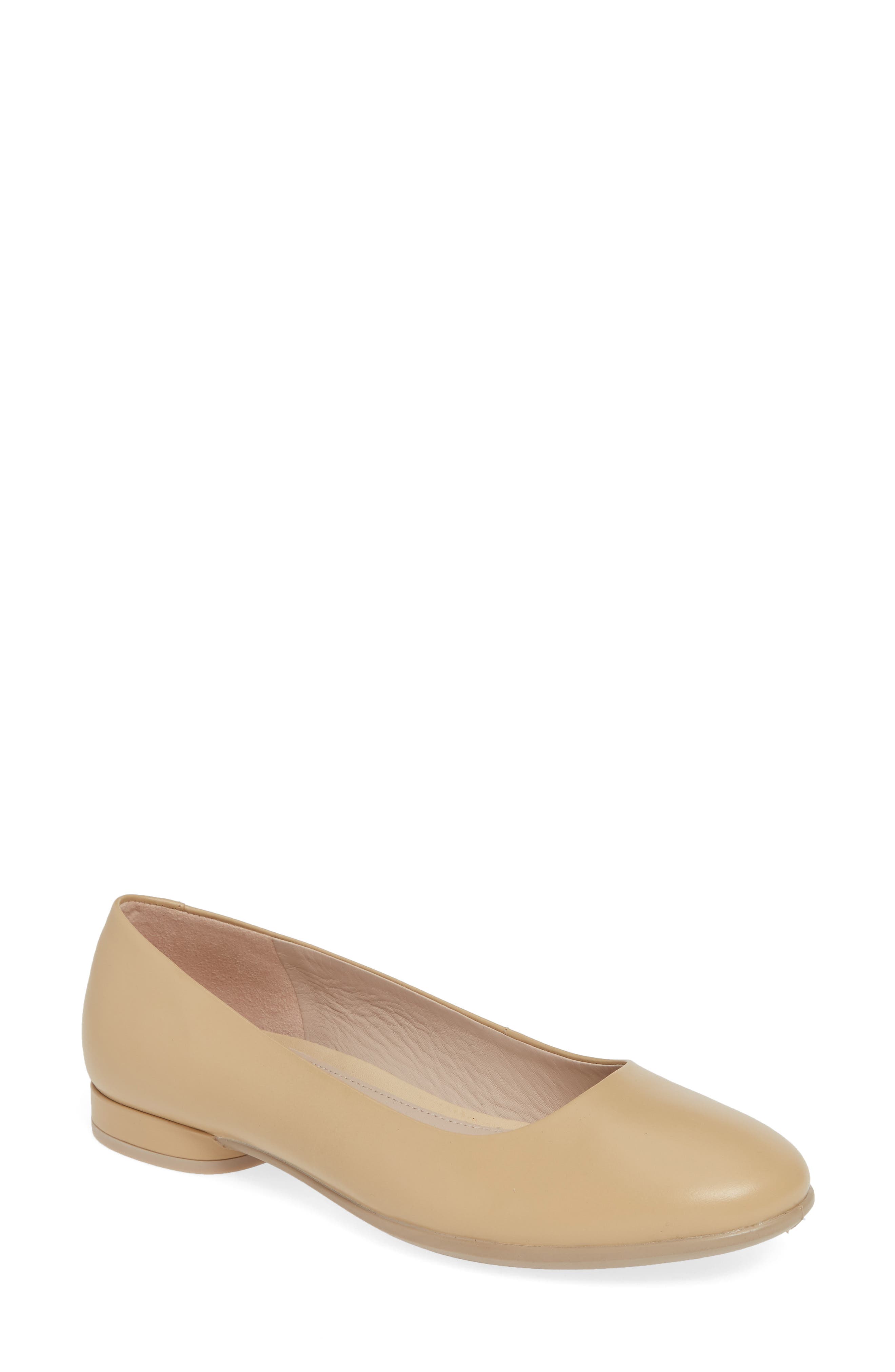 Anine Ballerina Flat, Main, color, BEIGE LEATHER