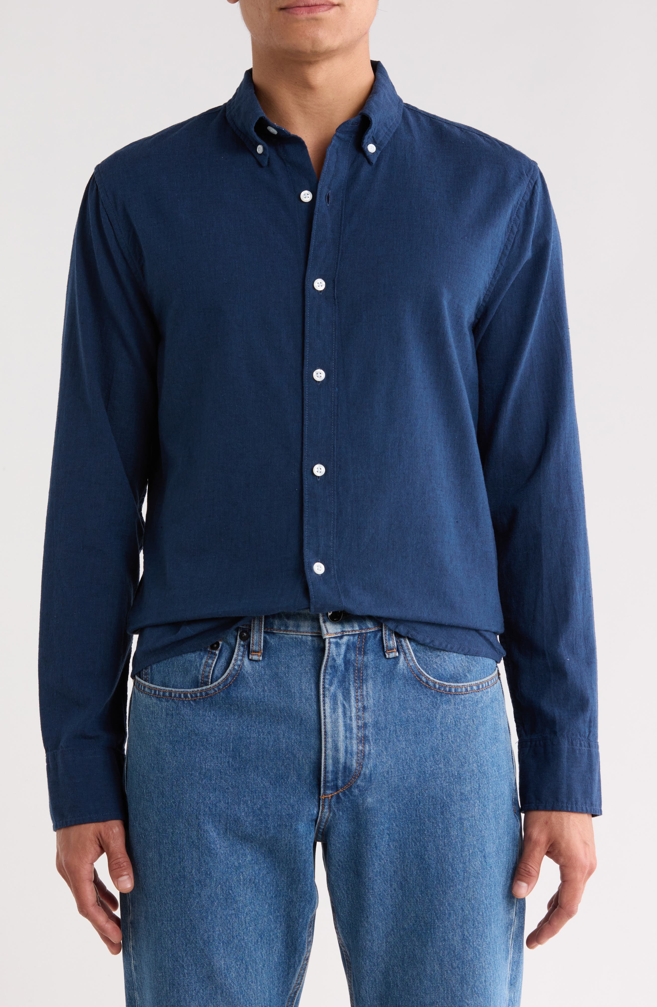 Everyday Slim Fit Long Sleeve Cotton & Linen Shirt