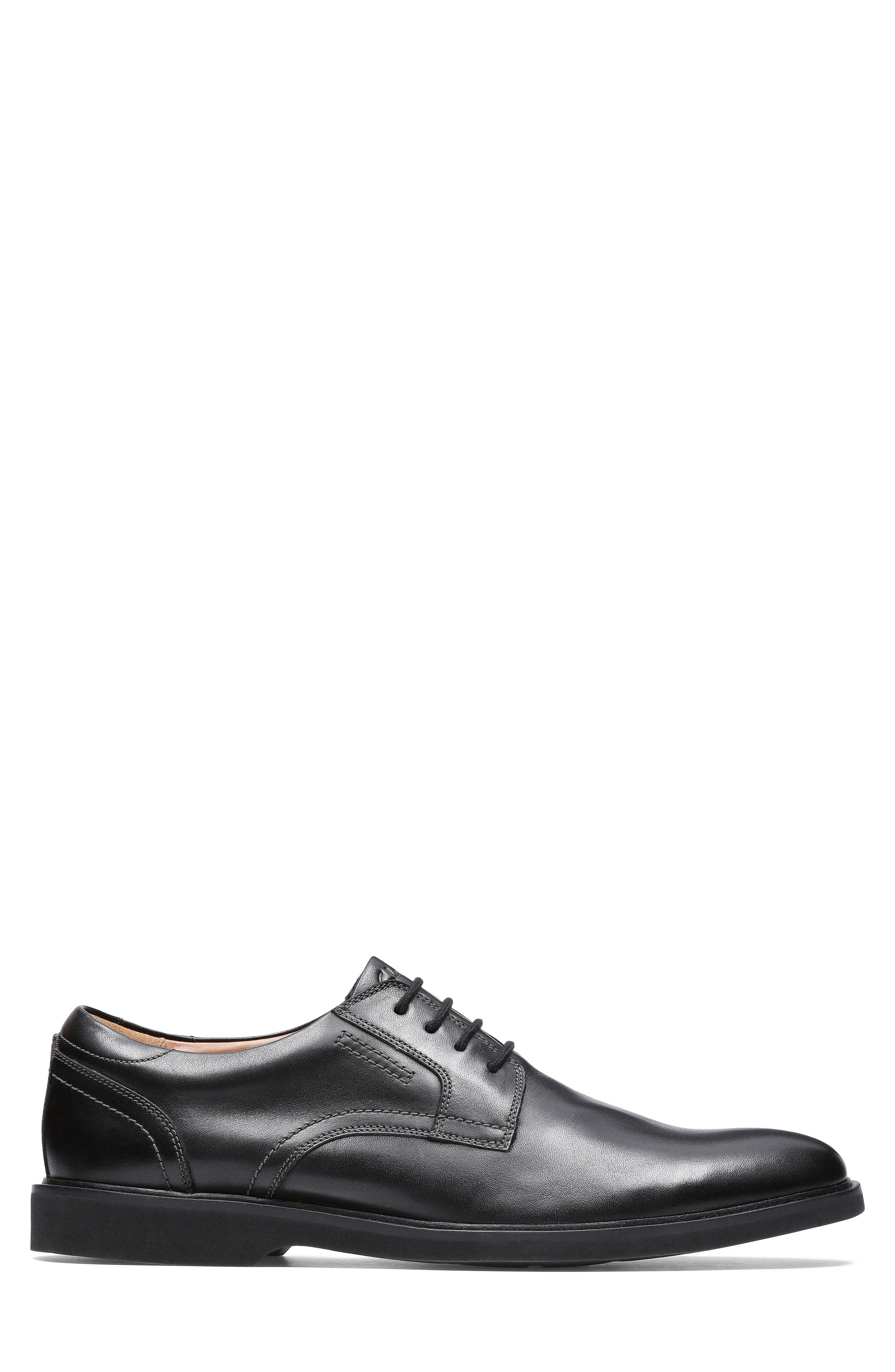 Clarks<sup>®</sup> Malwood Lace-Up Derby, Main, color, Black Leat