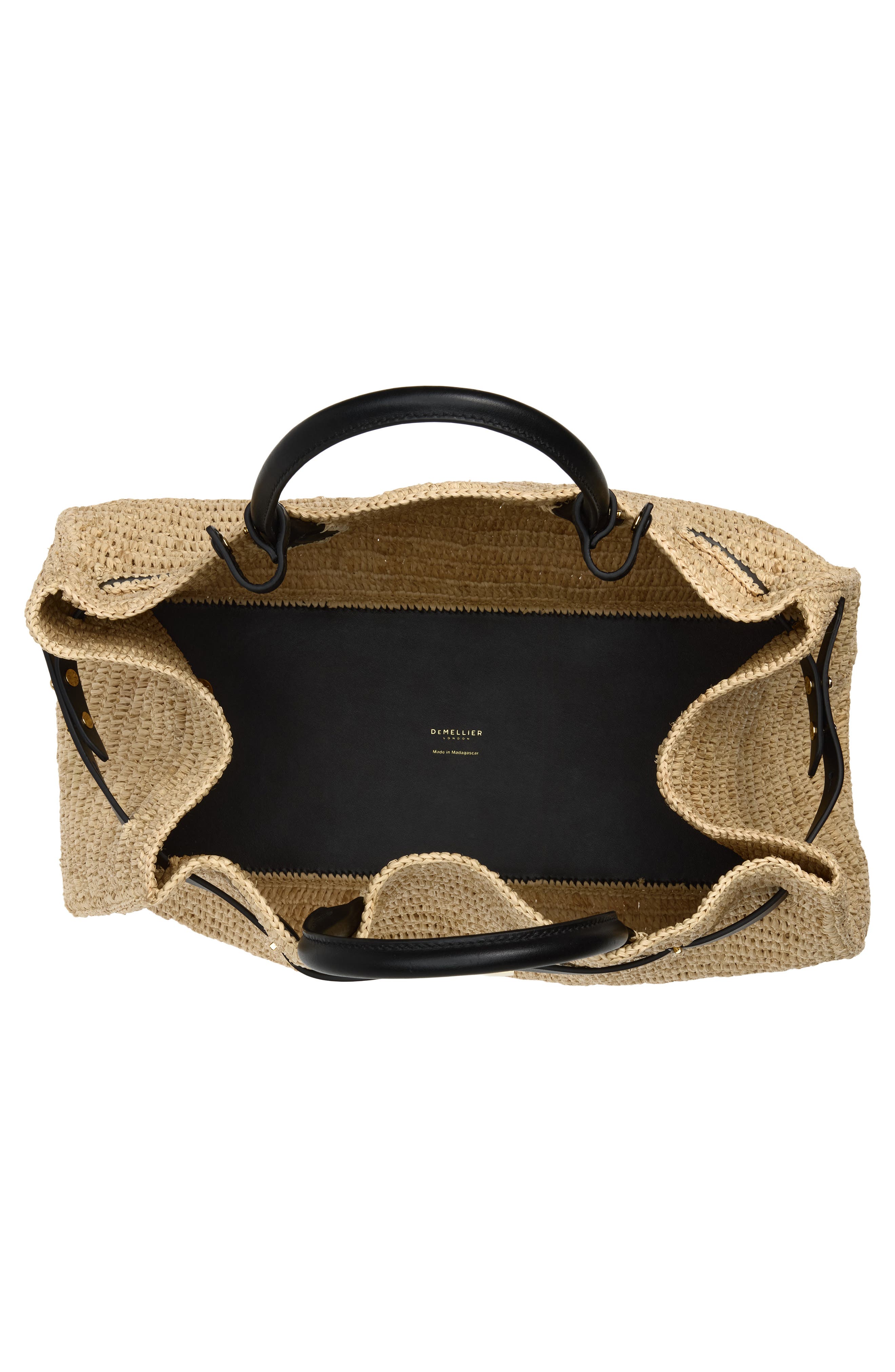 The Hudson Woven Raffia & Leather Top Handle Bag, Alternate, color, NATURAL/ BLACK