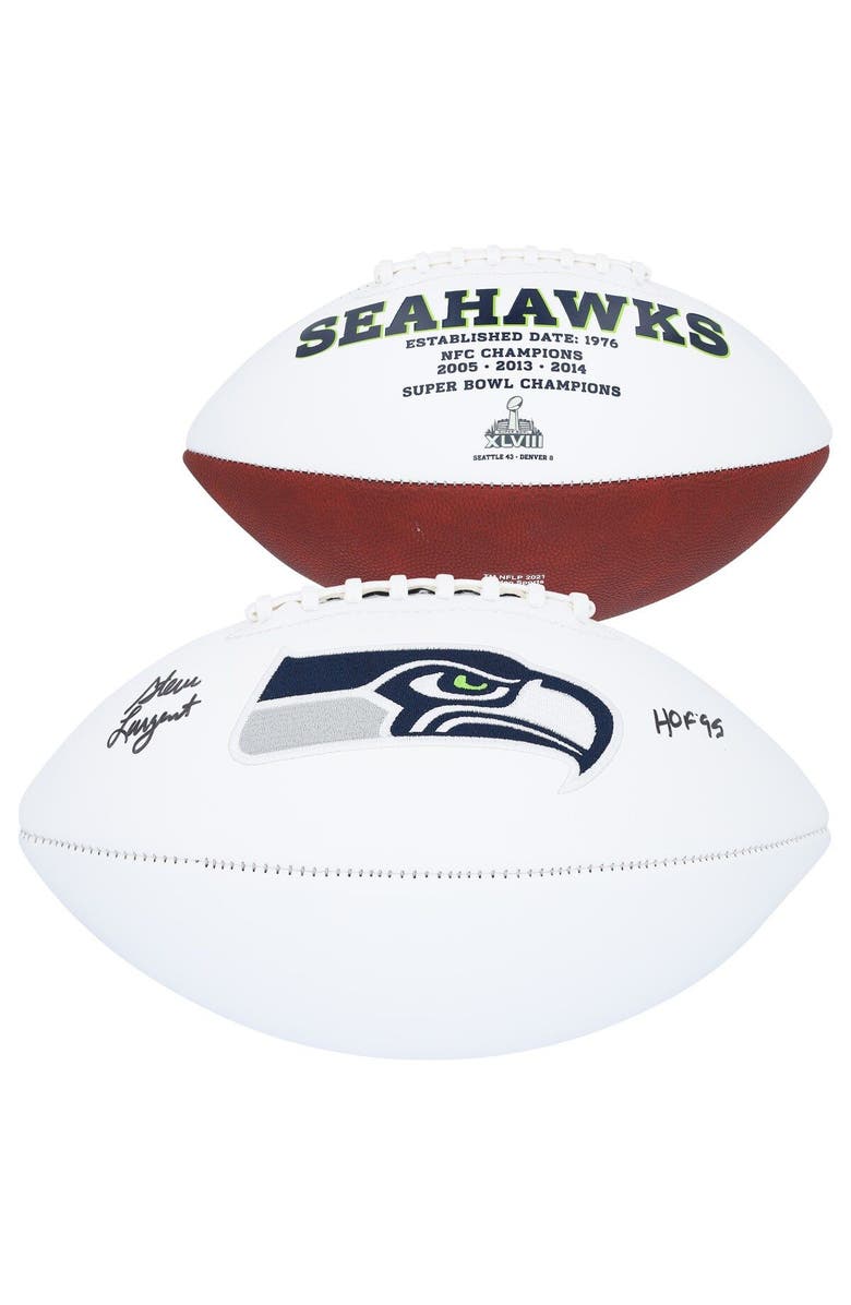 FANATICS AUTHENTIC Steve Largent Seattle Seahawks Autographed White Panel Football with "HOF 95" Inscription, Main, color, 