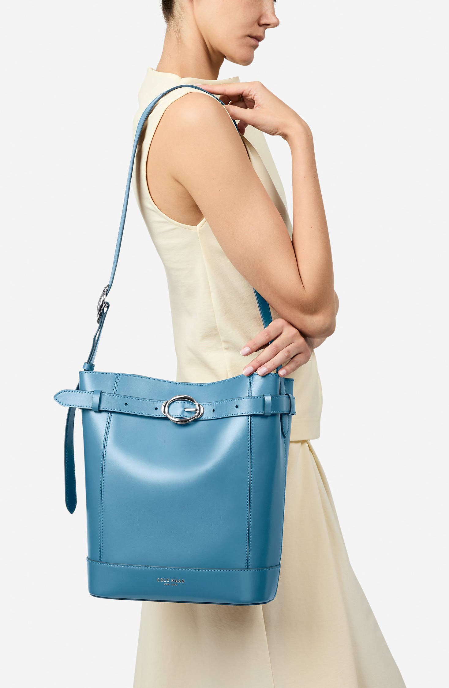 Alexandria Leather Bucket Bag, Alternate, color, PROVINCIAL BLUE