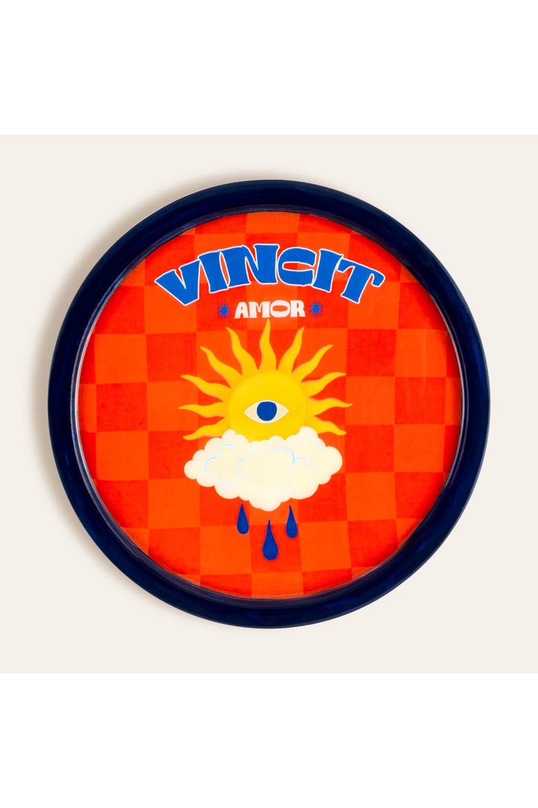 Lakri Vincit Round Wood Serving Entertaining Artisan, Main, color, Red