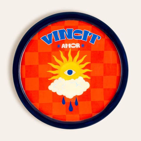 Lakri Vincit Round Wood Serving Entertaining Artisan