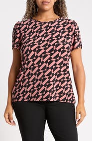 AK ANNE KLEIN Gathered Tulip Sleeve Top