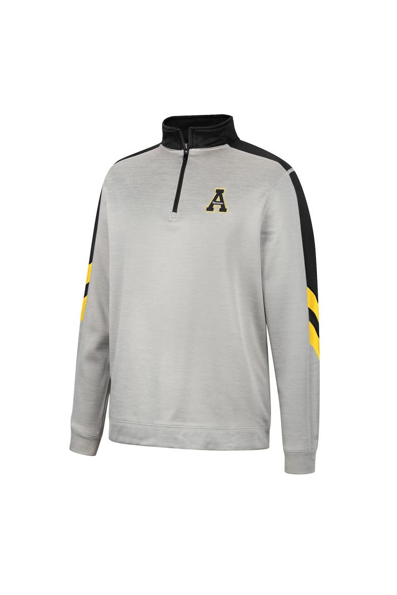 Men's Colosseum Gray/Black Appalachian State Mountaineers Bushwood Fleece Quarter-Zip Jacket, Alternate, color, Gray