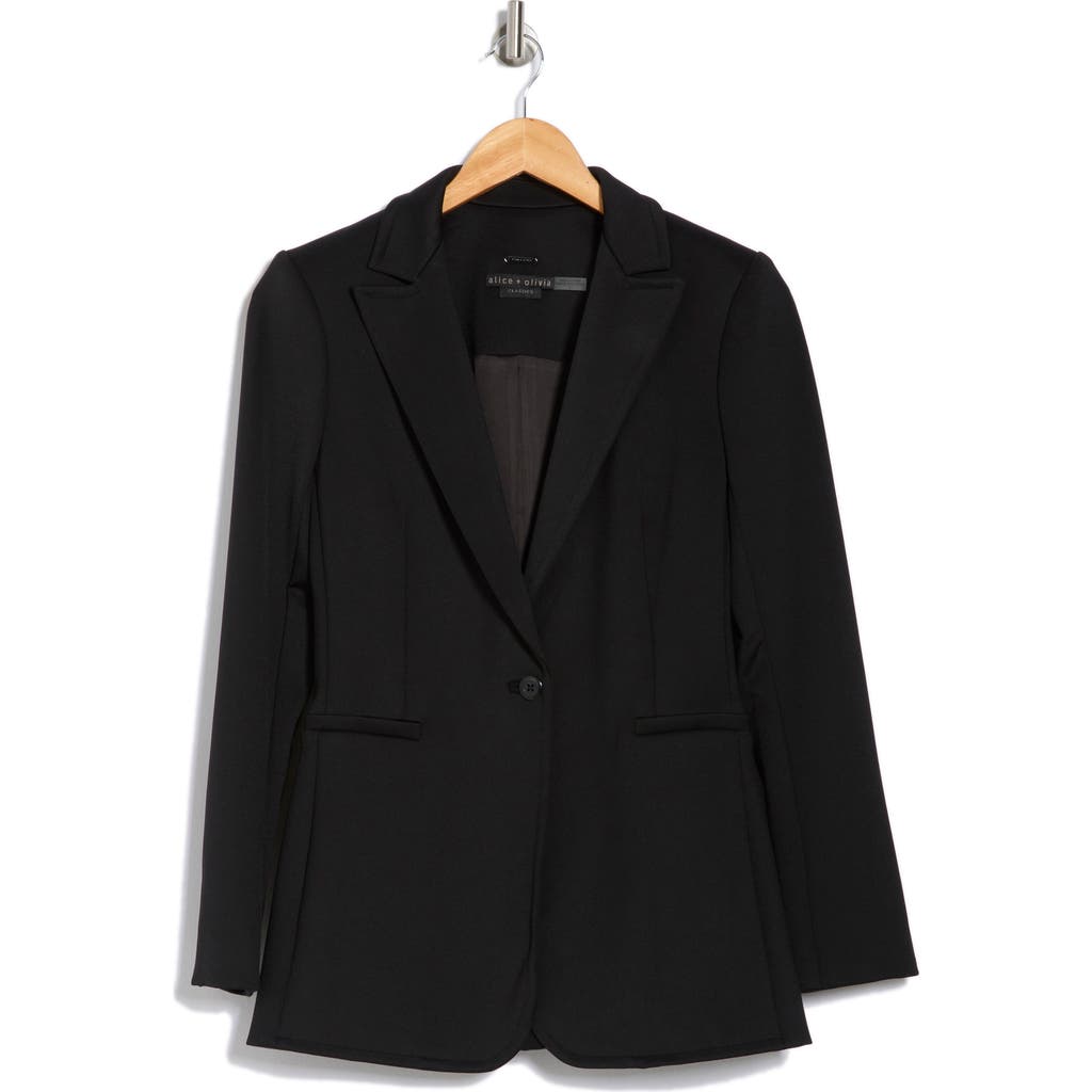 Alice And Olivia Alice + Olivia Breann Peak Lapel Fitted Blazer In Black