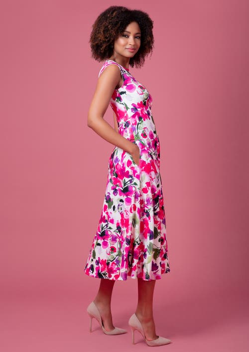 Alie Street London Luna Boat Neck Sleeveless Midi Dress In Multi