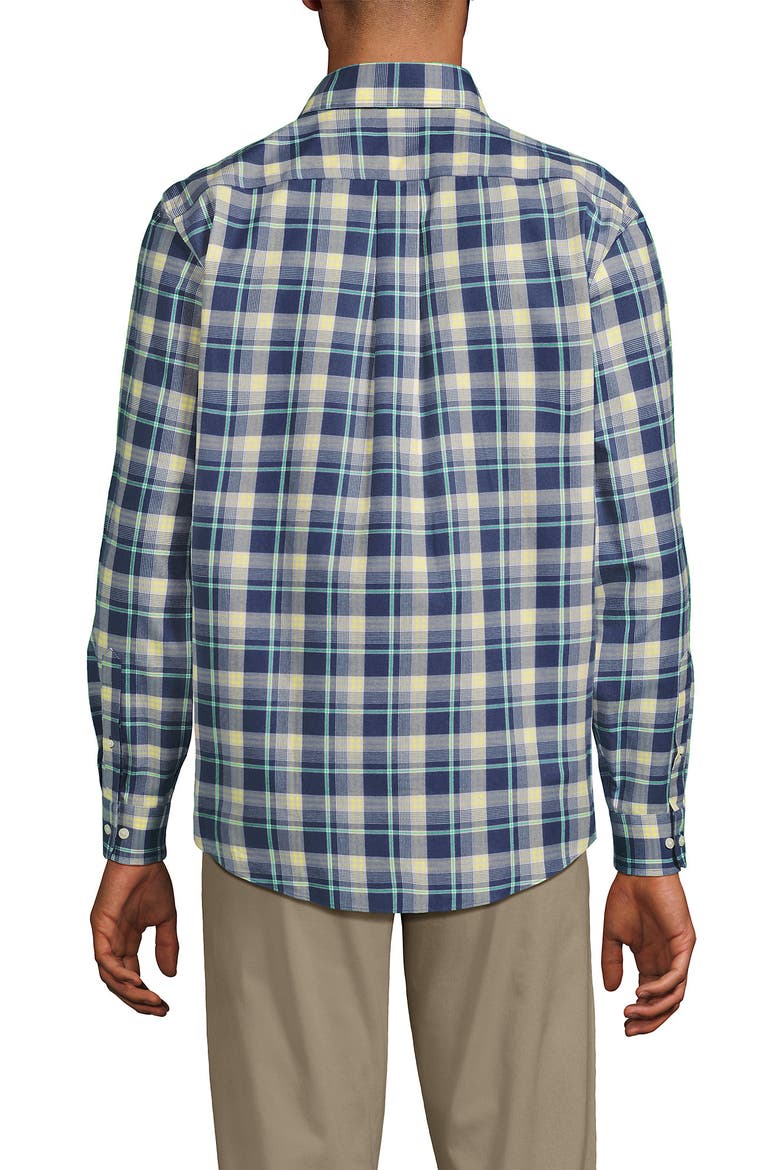 Traditional Fit No Iron Twill Shirt, Alternate, color, Light Indigo Blue/Yellow Plaid
