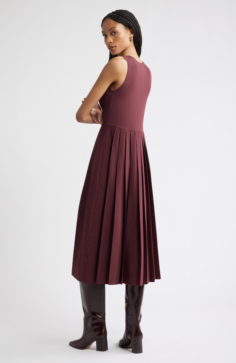 Nordstrom Sleeveless Pleated Sweater Dress, Alternate, color, Burgundy Royale