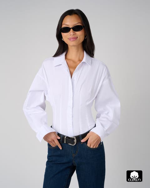 Balloon Sleeve Button Up Bodysuit