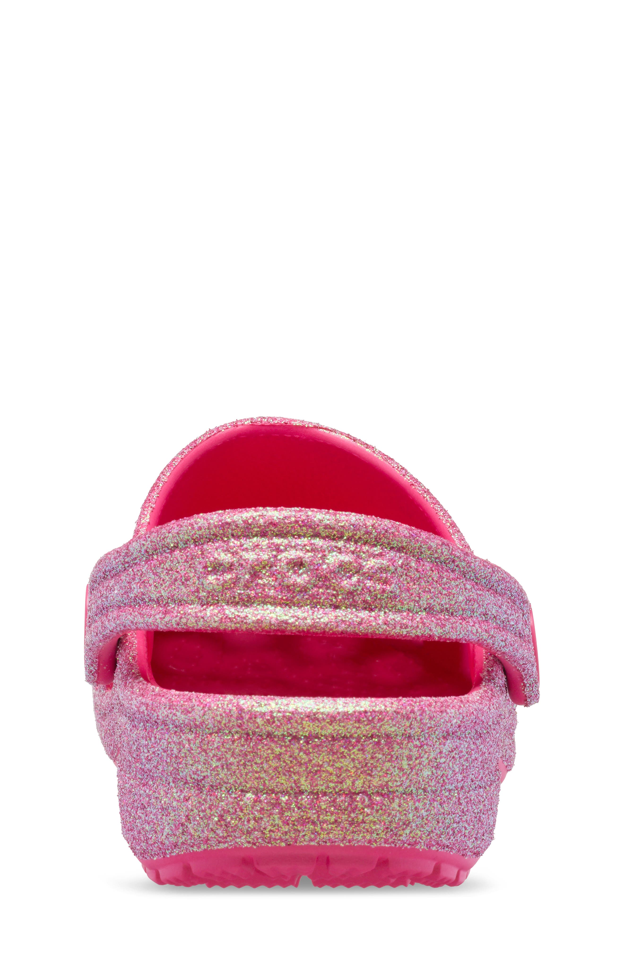 CROCS Kids' Classic Iridescent Glitter Clog, Alternate, color, Dragon Fruit