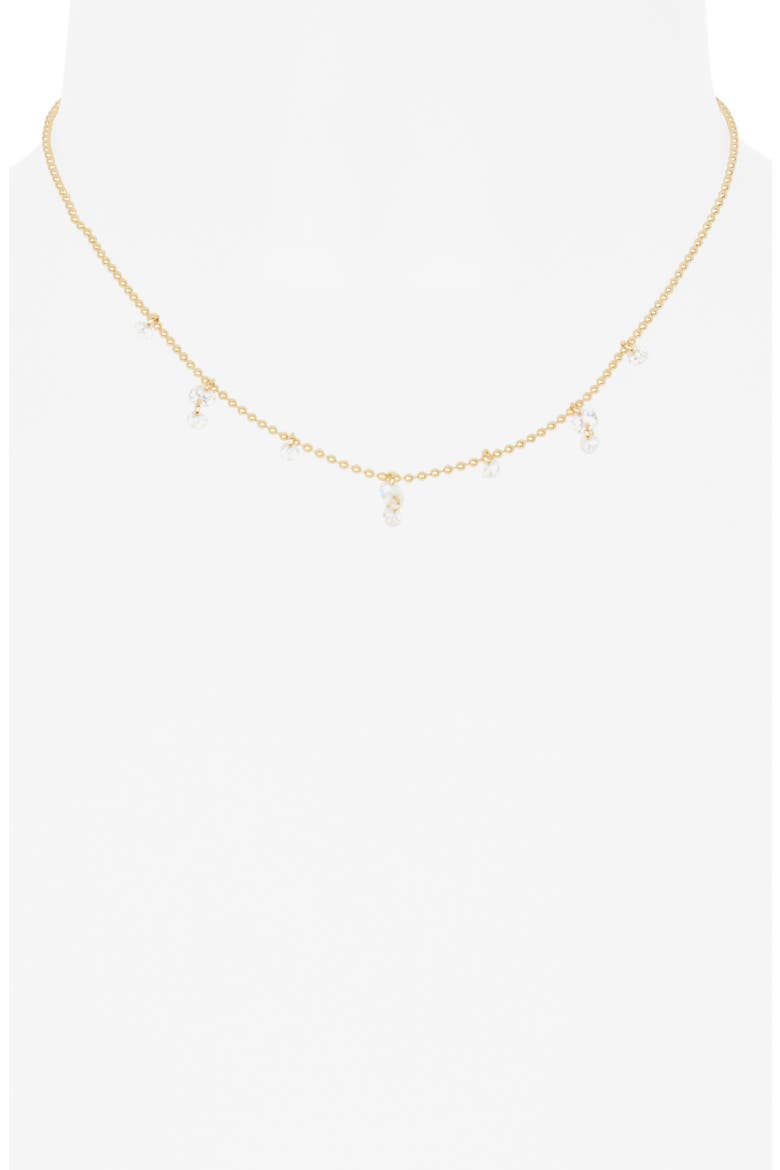 Cubic Zirconia Charm Ball Chain Necklace, Alternate, color, CLEAR- GOLD