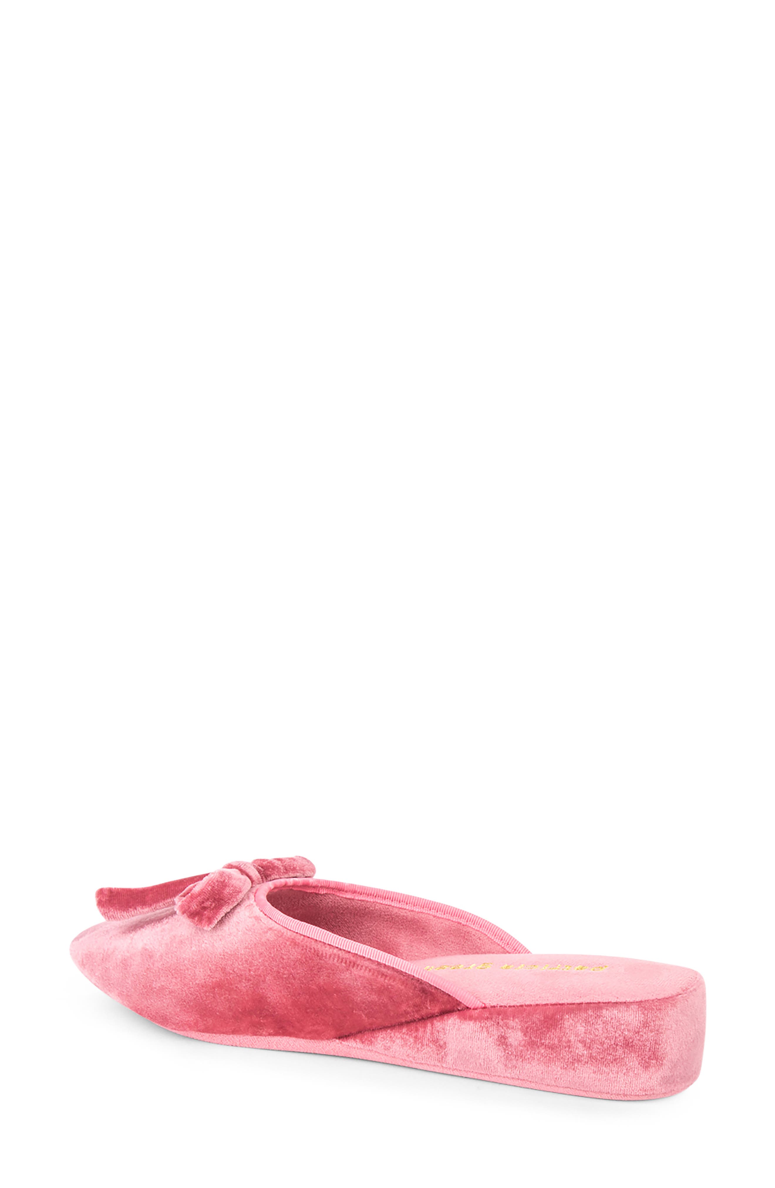 Velvet Bow Wedge Slipper, Alternate, color, ROSE PINK