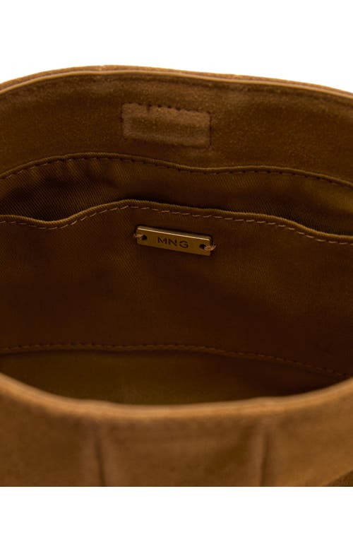 Mango Quilted Suede Shoulder Bag In Medium Brown