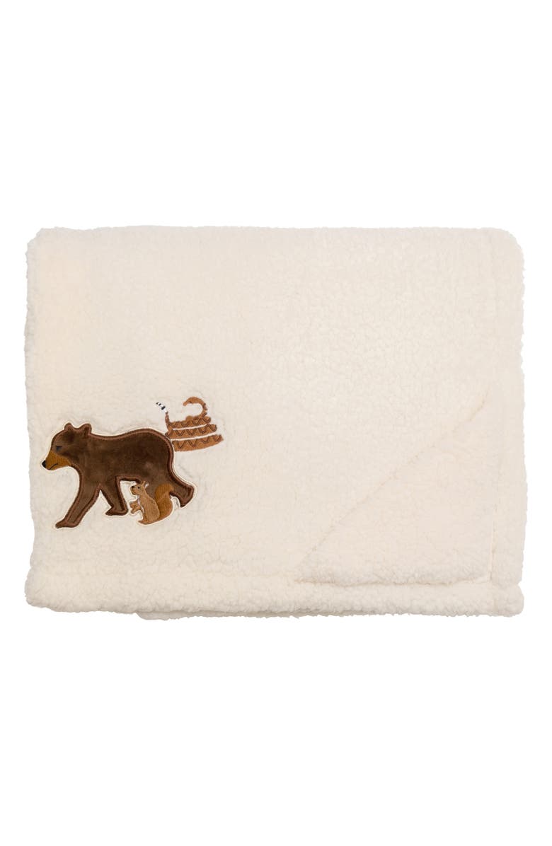 mimish Camping Trails Reversible Fleece Baby Blanket, Main, color, Coconut