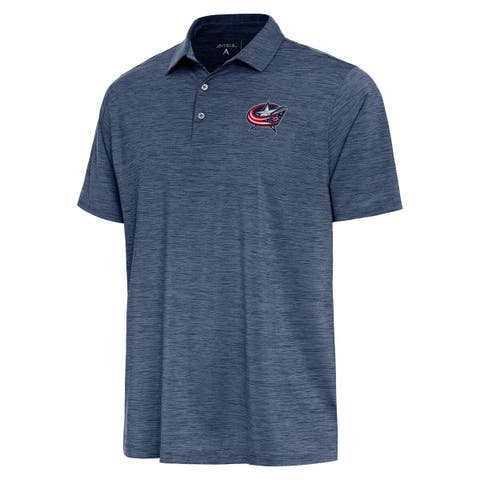 Men's Antigua  Heather Navy Columbus Blue Jackets Layout Polo