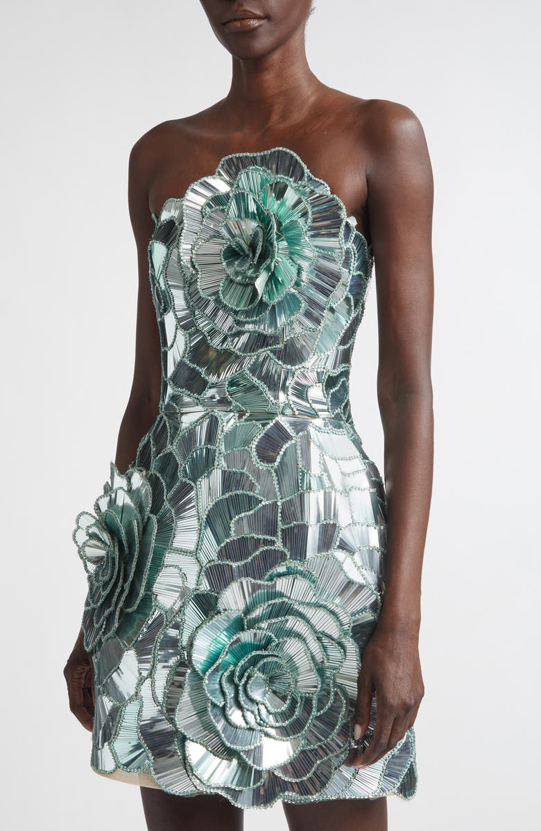 Oscar de la Renta Geometric Sequin Cocktail Dress, Alternate, color,