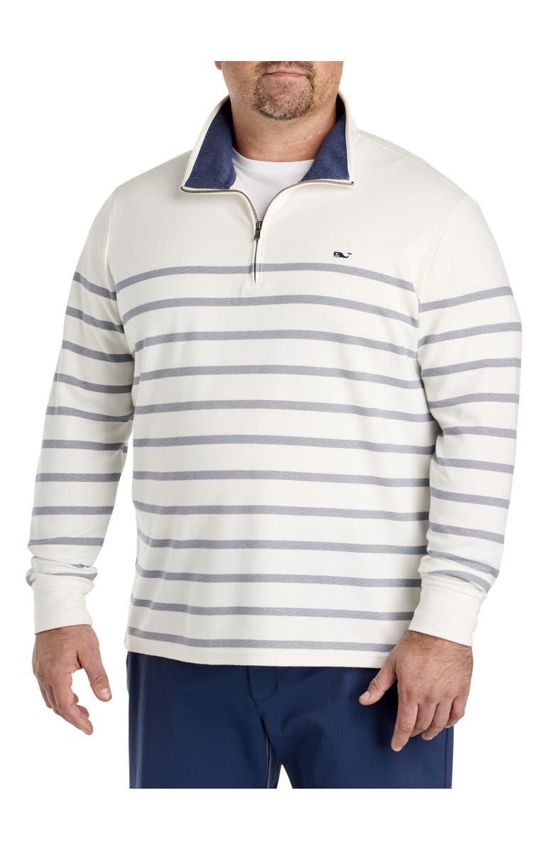 vineyard vines Big & Tall Brenton Stripe Saltwater 1/4-Zip Pullover, Alternate, color, Nautical Navy