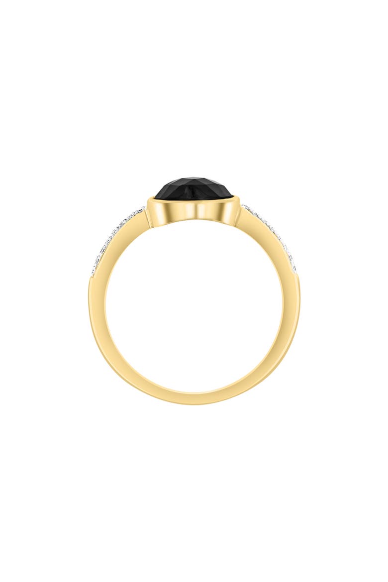 14K Yellow Gold Diamond & Onyx Heart Ring - 0.06ct., Alternate, color, BLACK