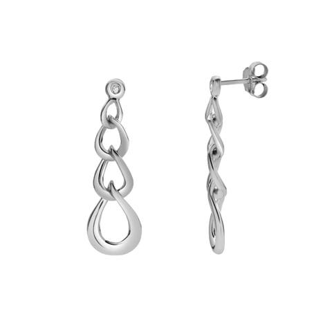Averelle Sterling Silver 0.02 Ct Diamond Linked Drop Earrings