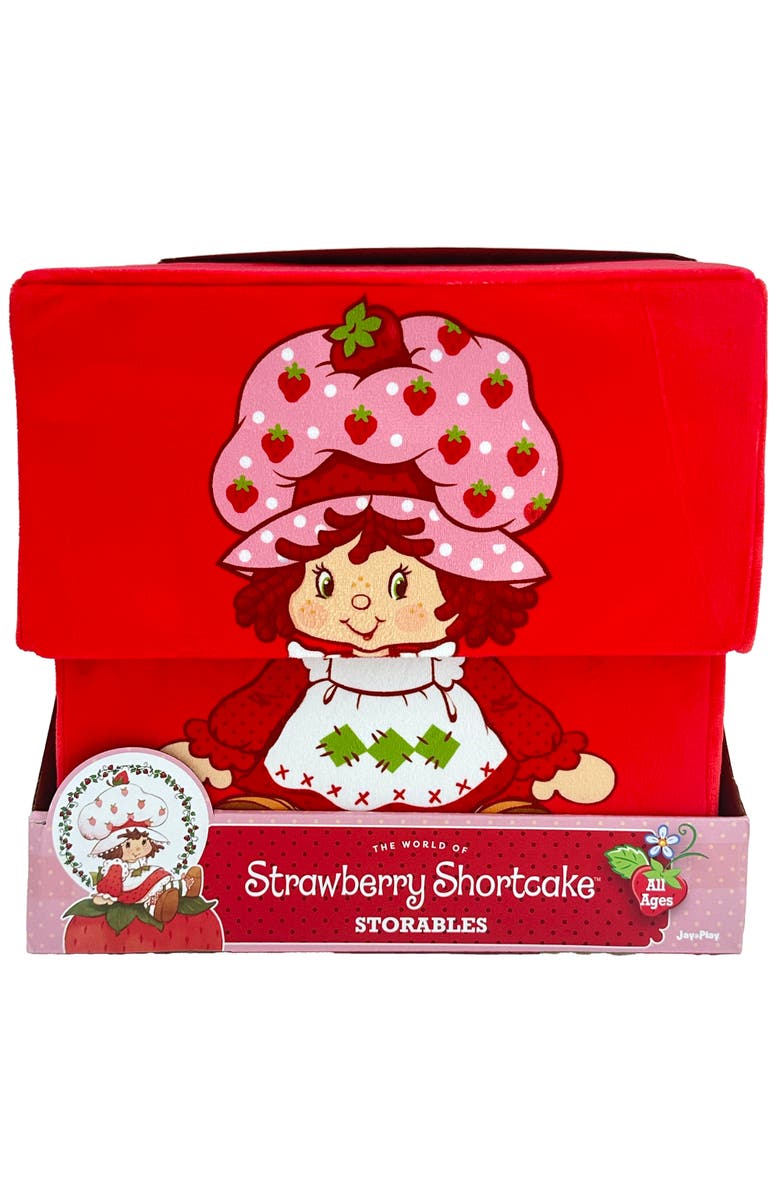Strawberry Shortcake 8 Inch Storage Box, Fabric Bin with Lid, Alternate, color, Red