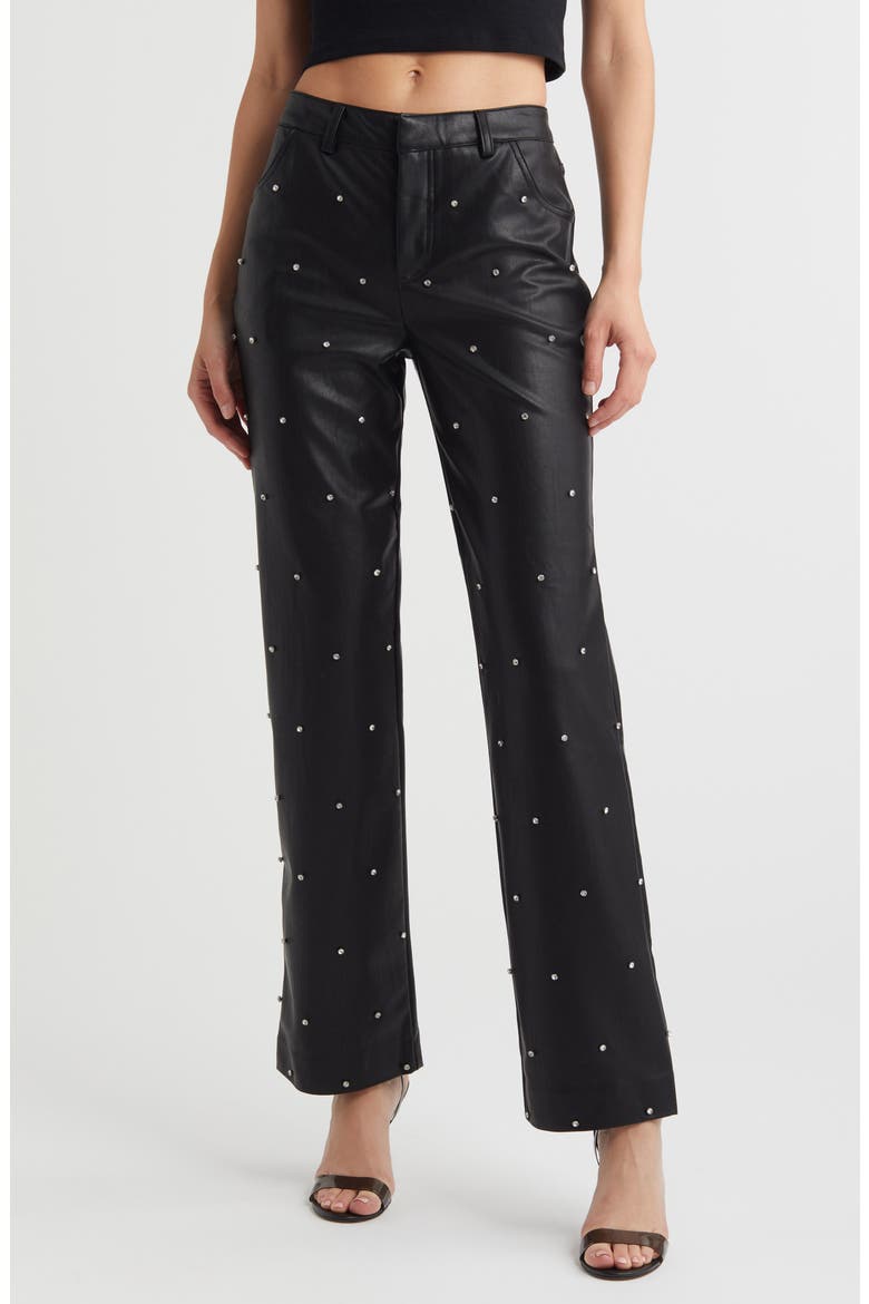 Hotfix Low Rise Faux Leather Pants, Main, color, BLACK