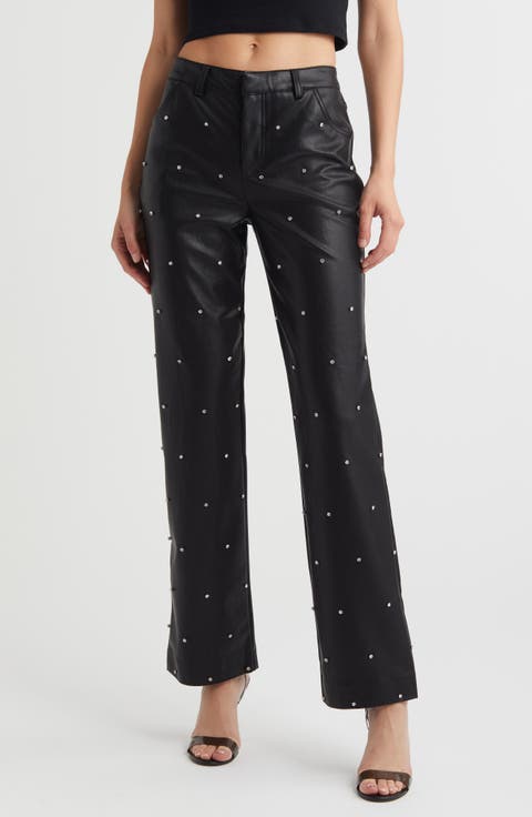 Hotfix Low Rise Faux Leather Pants