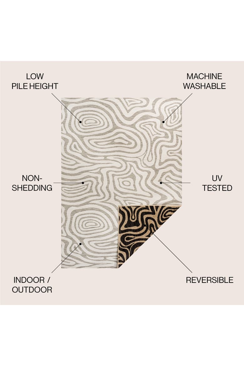 Eryx Modern Bohemian Abstract Organic Reversible Machine-Washable Indoor/Outdoor Area Rug, Alternate, color, Gray/Cream