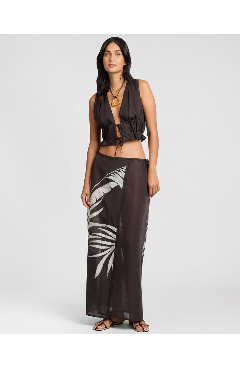 Onia Air Linen Tie Front Top, Alternate, color, Espresso