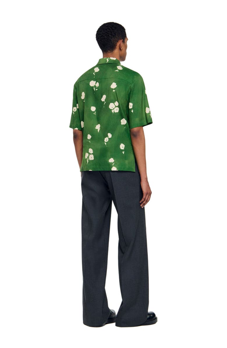 SANDRO Abstract Floral Shirt, Alternate, color, Lime