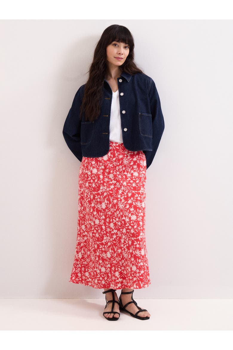 Floral Midi Skirt, Alternate, color, Red