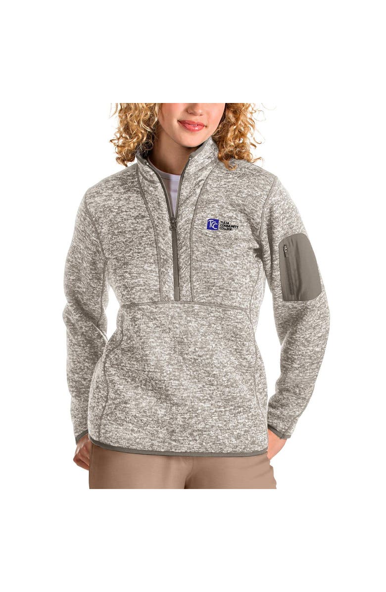 ANTIGUA Women's Antigua Oatmeal Tulsa Community College Fortune Quarter-Zip Pullover Jacket, Main, color,