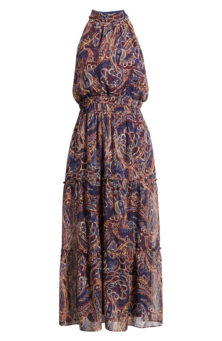 Julia Jordan Paisley Sleeveless Dress, Alternate, color, Navy Multi
