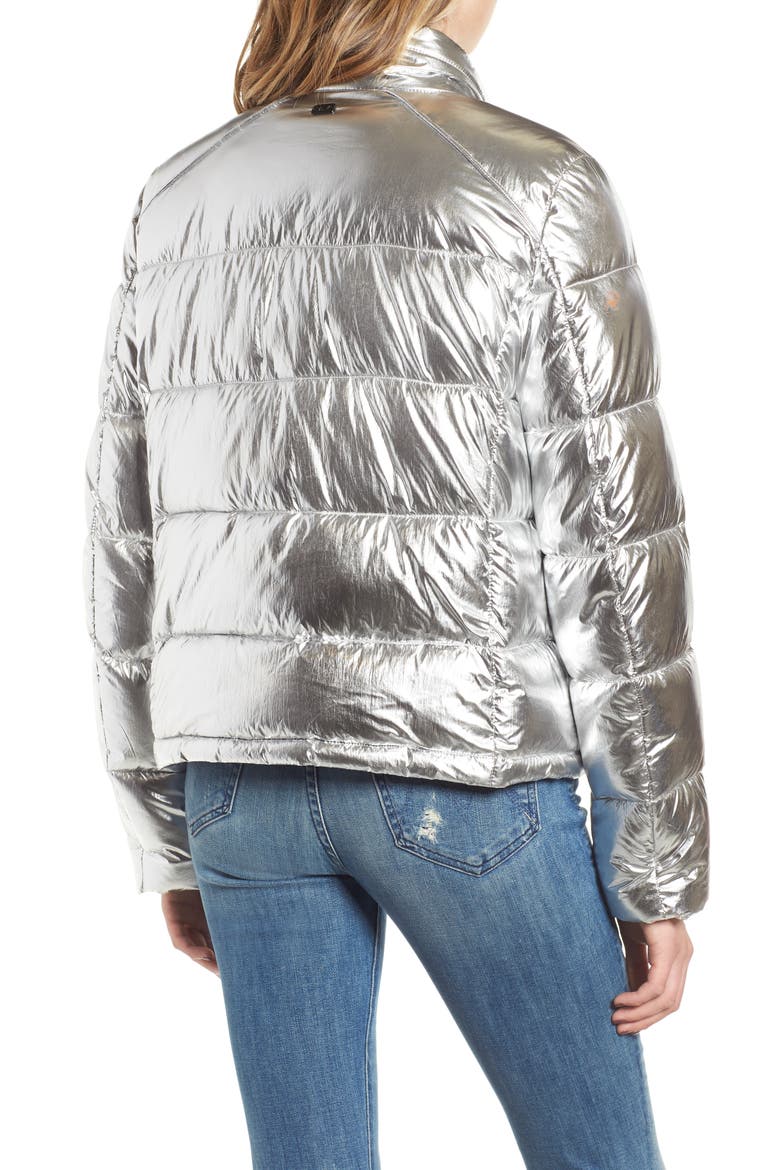 Metallic Puffer Jacket, Alternate, color, SILVER