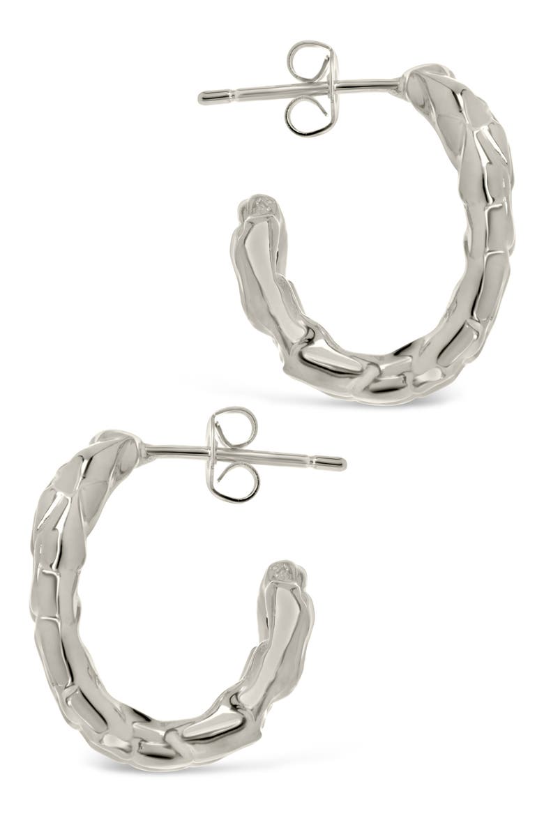 Mavis Cubic Zirconia Molten Folded Hoop Earrings, Alternate, color, SILVER