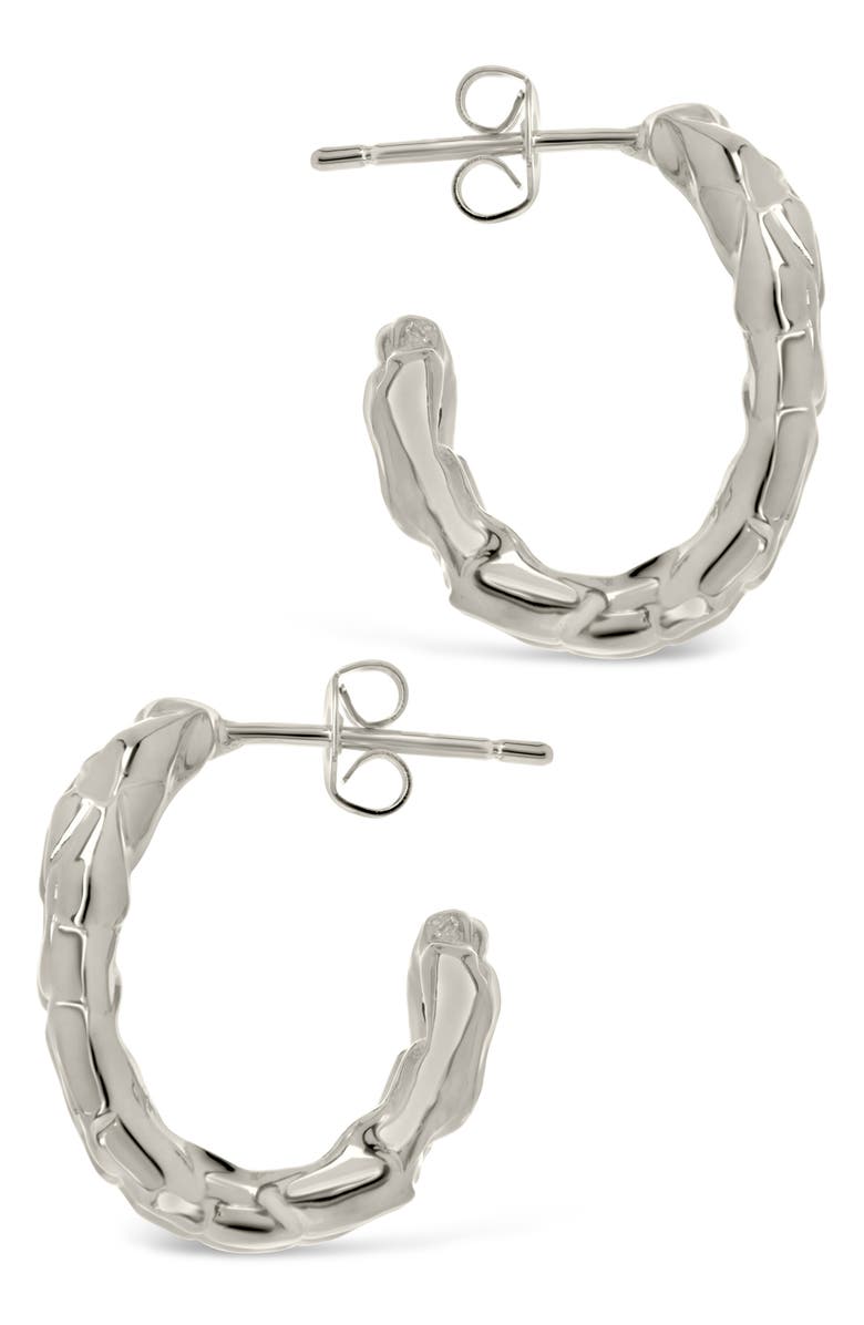 Sterling Forever Mavis Cubic Zirconia Molten Folded Hoop Earrings, Alternate, color,