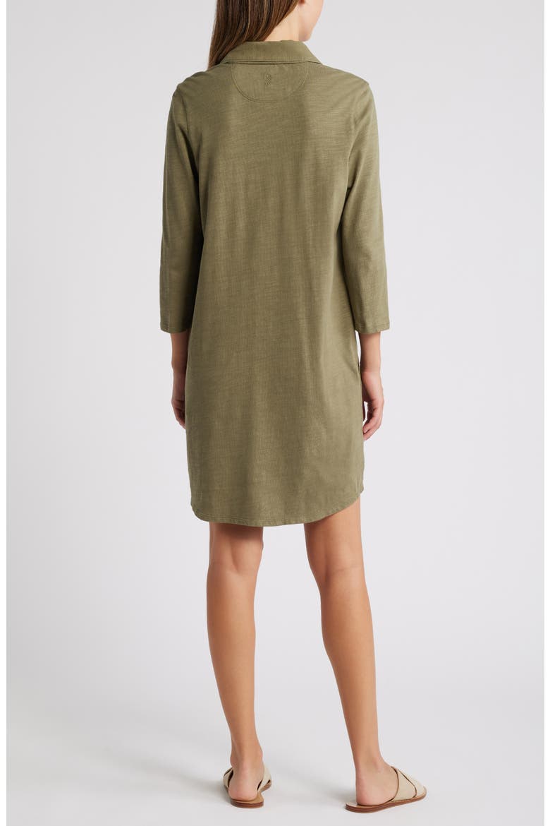 Ashby Isles Long Sleeve Cotton Jersey Polo Dress, Alternate, color, TEA LEAF