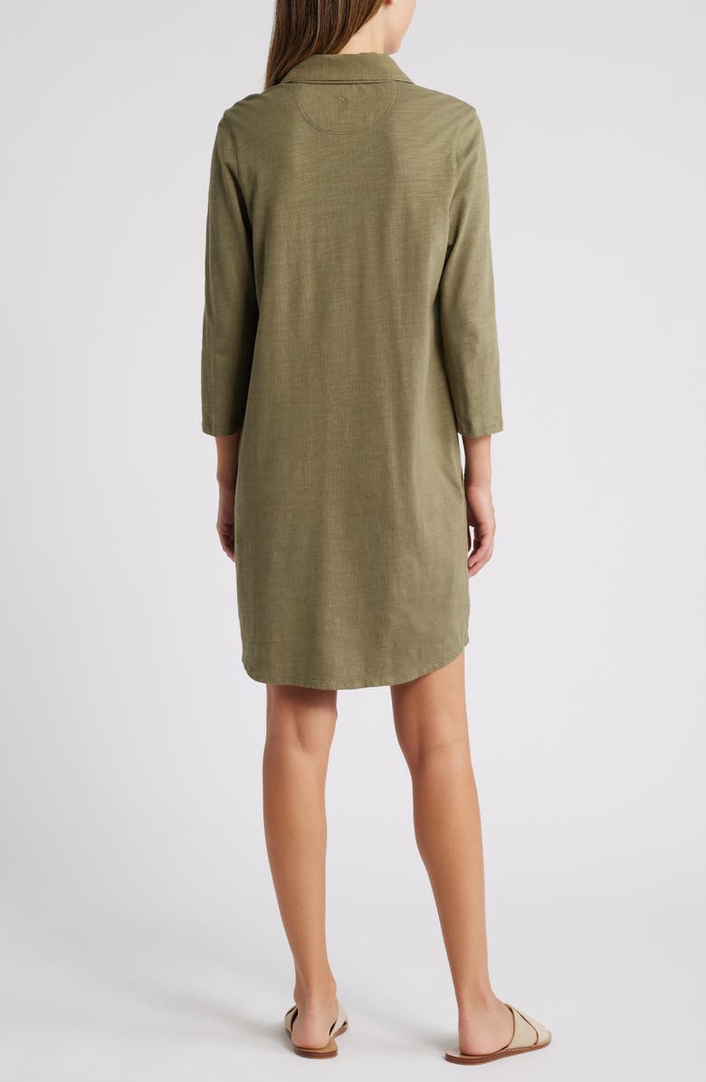 Tommy Bahama Ashby Isles Long Sleeve Cotton Jersey Polo Dress, Alternate, color, Tea Leaf