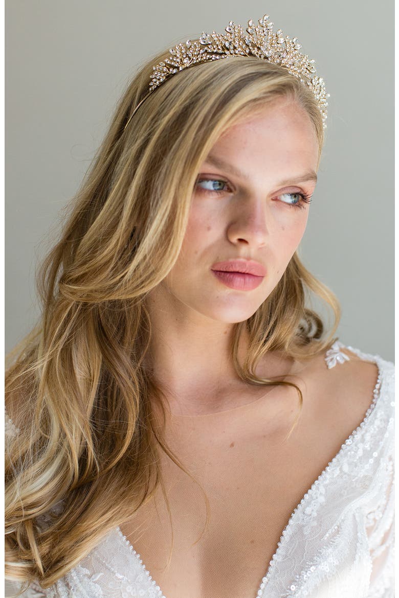 Karissa Crystal Crown (Nordstrom Exclusive), Alternate, color, GOLD