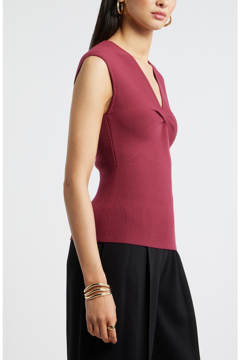 Sleeveless Twist Front Sweater, Alternate, color, BURGUNDY RHODE